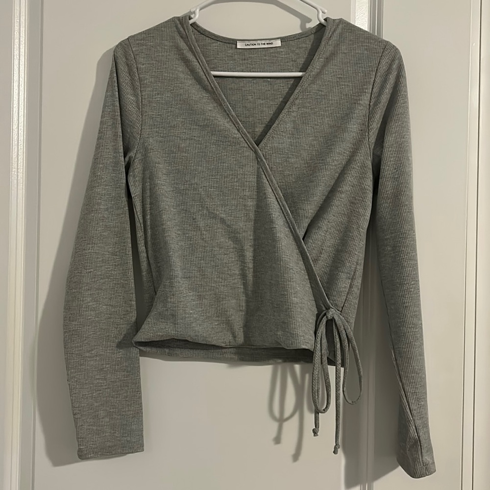 Wrap tie long sleeve shirt